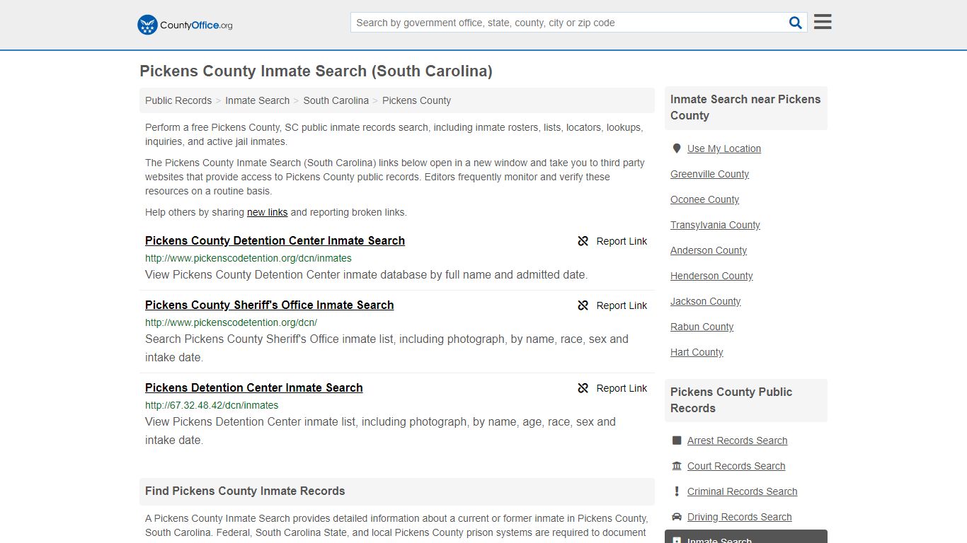 Inmate Search - Pickens County, SC (Inmate Rosters & Locators)